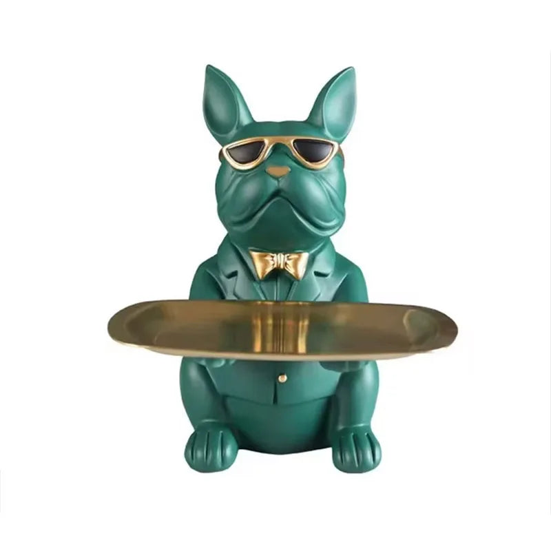 STATUE CHIEN AVEC PLATEAU