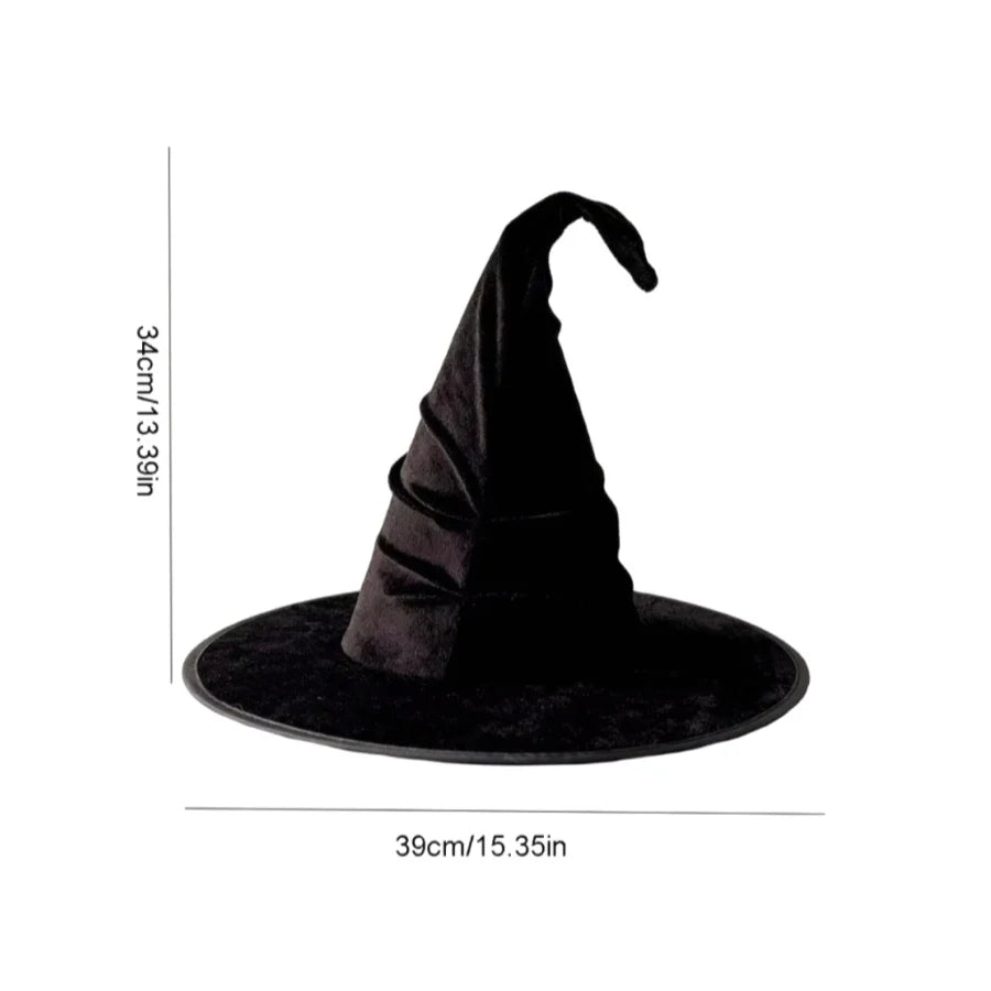 CHAPEAU SORCIERE VELOURS NOIR