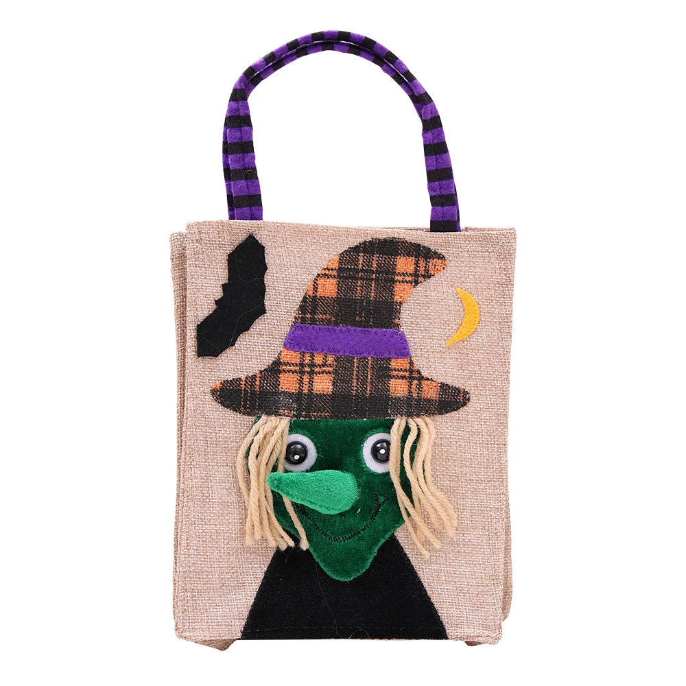 SAC A RAMASSAGE BONBONS EN LIN HALLOWEEN