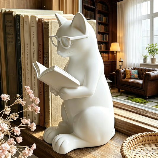 STATUE CHAT QUI LIT