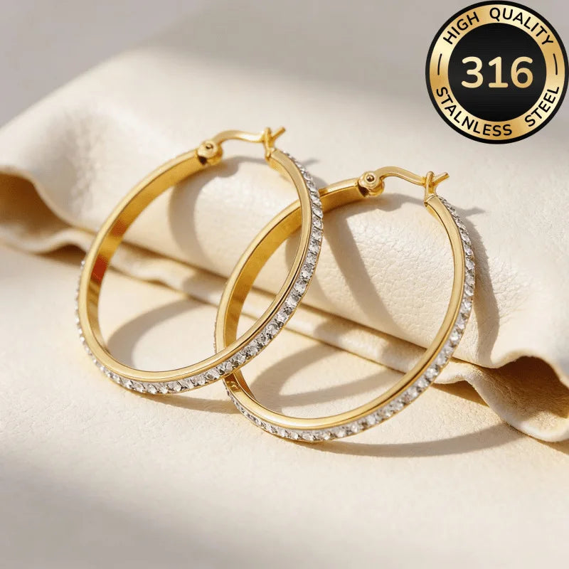 BOUCLES D 'OREILLES CREOLE STRASS