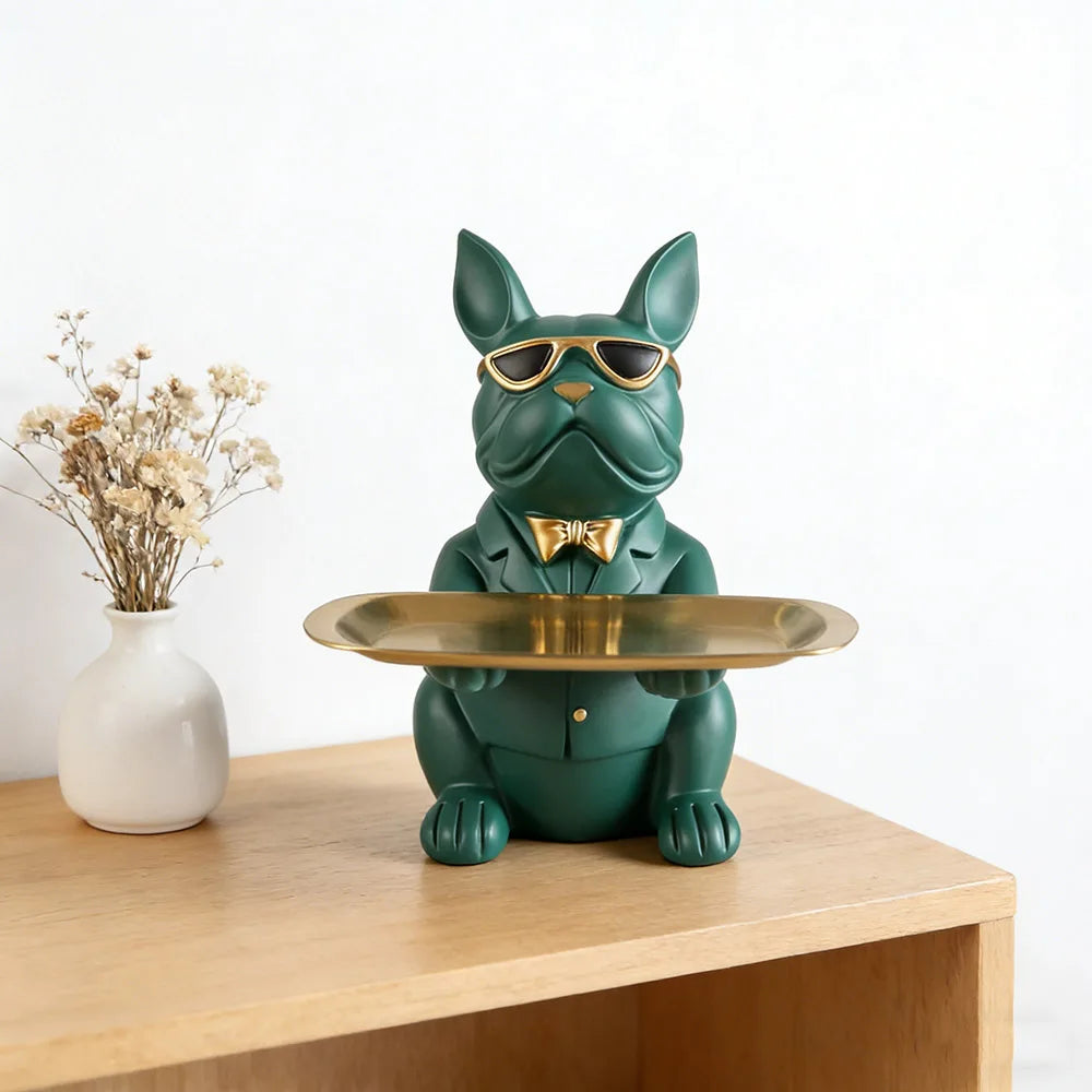 STATUE CHIEN AVEC PLATEAU