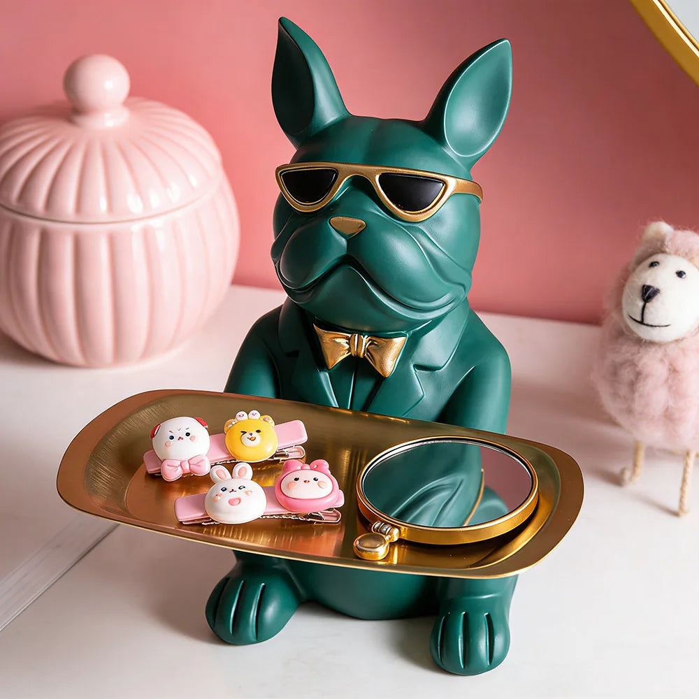 STATUE CHIEN AVEC PLATEAU