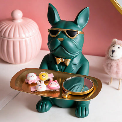 STATUE CHIEN AVEC PLATEAU