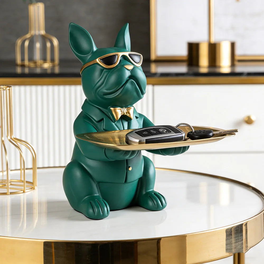 STATUE CHIEN AVEC PLATEAU