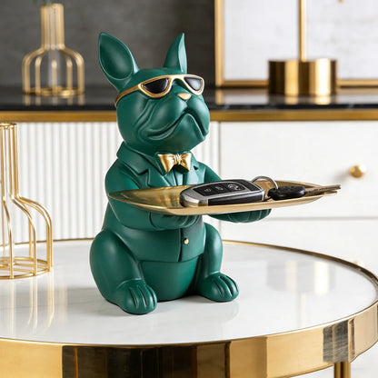 STATUE CHIEN AVEC PLATEAU