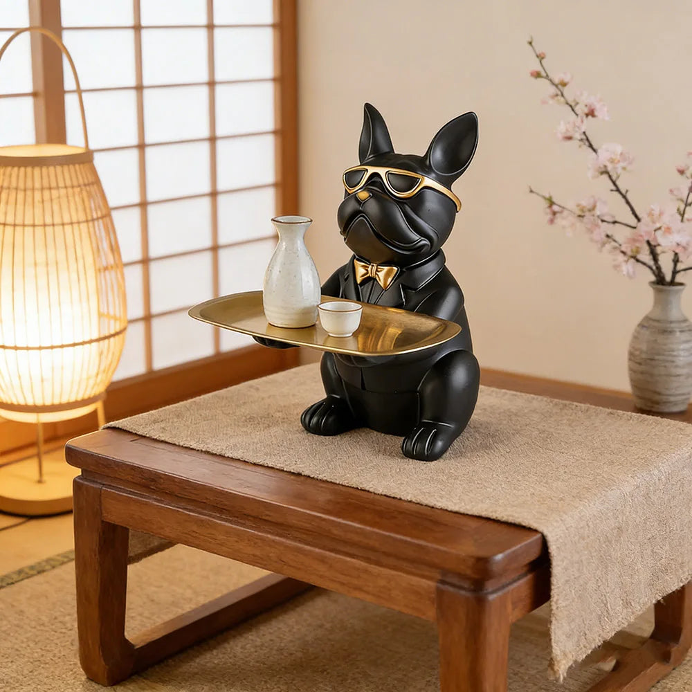 STATUE CHIEN AVEC PLATEAU