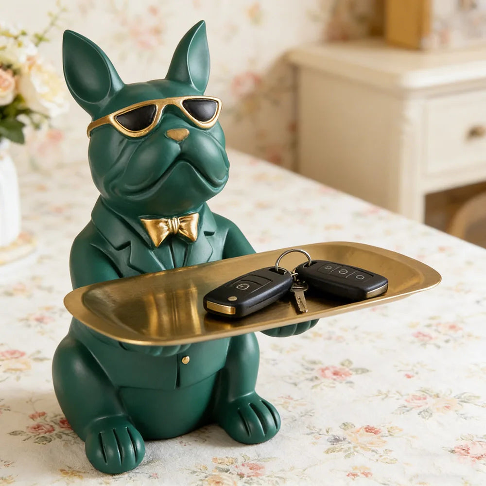 STATUE CHIEN AVEC PLATEAU