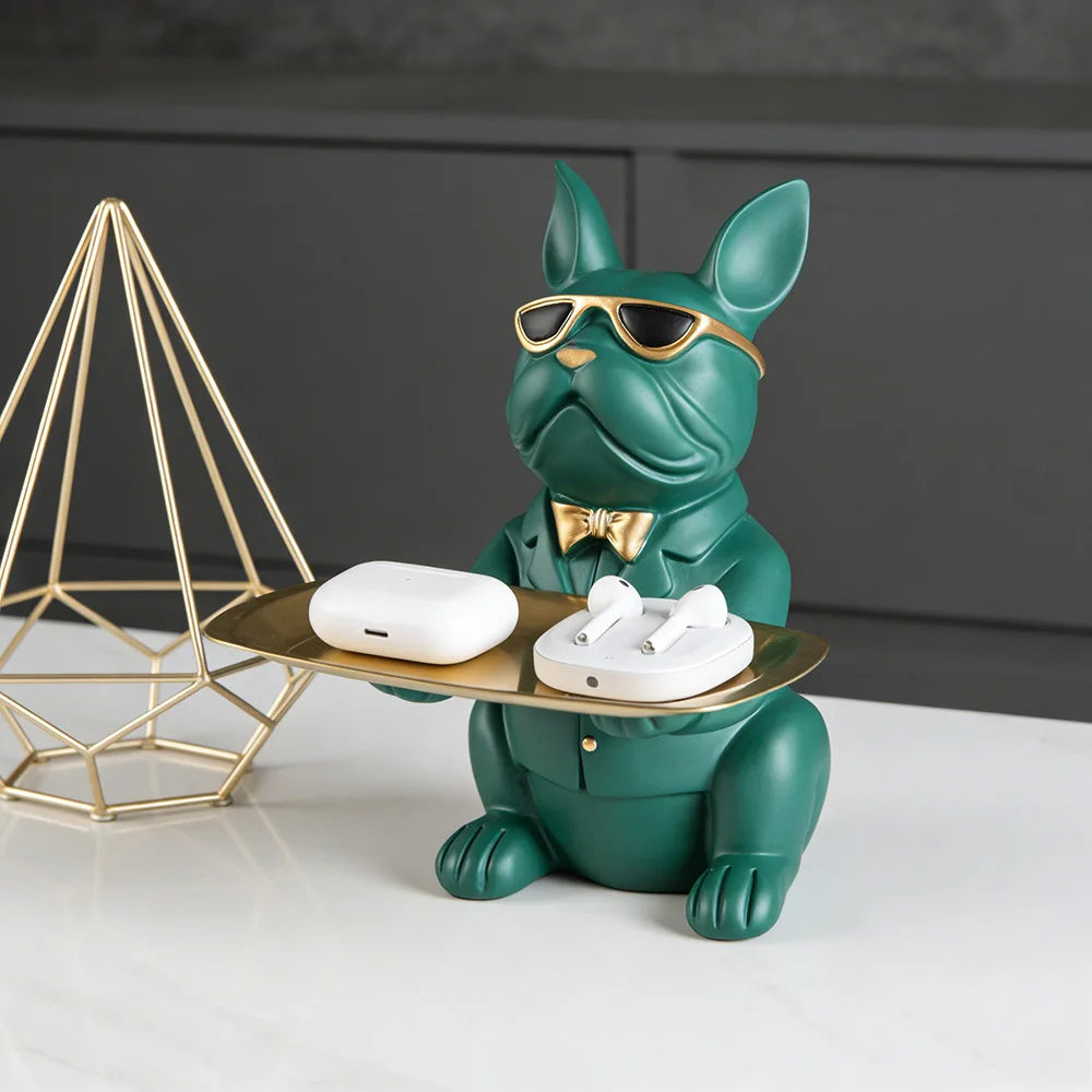 STATUE CHIEN AVEC PLATEAU