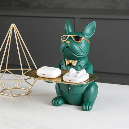 STATUE CHIEN AVEC PLATEAU
