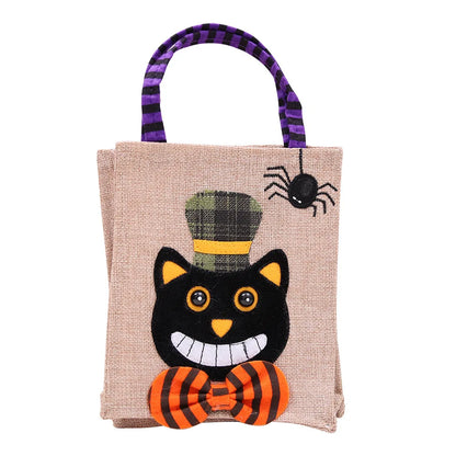 SAC A RAMASSAGE BONBONS EN LIN HALLOWEEN