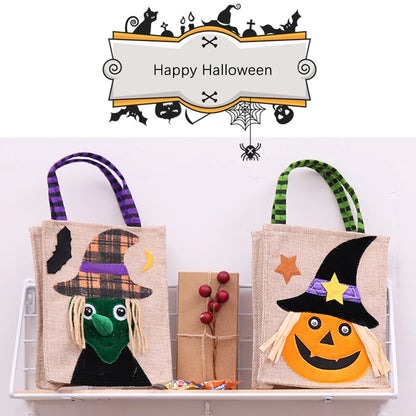 SAC A RAMASSAGE BONBONS EN LIN HALLOWEEN