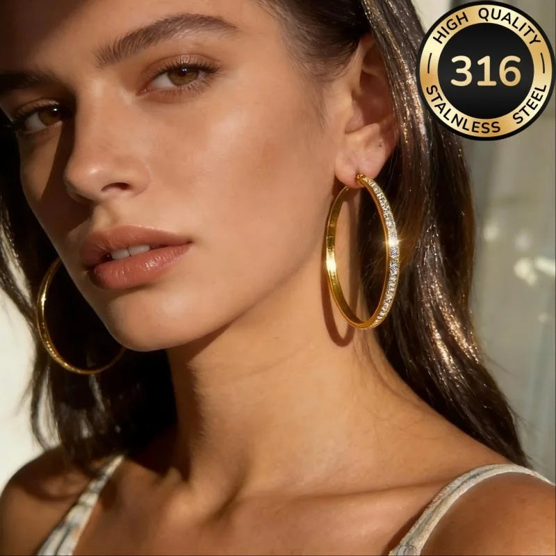 BOUCLES D 'OREILLES CREOLE STRASS