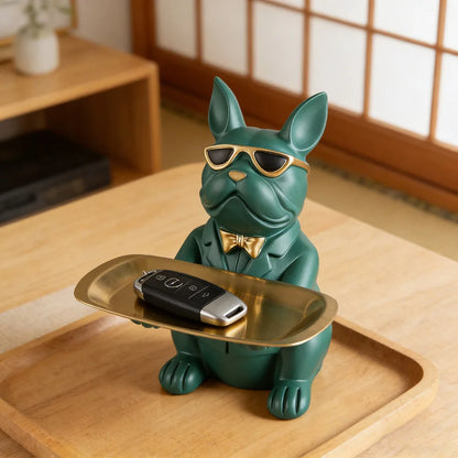 STATUE CHIEN AVEC PLATEAU