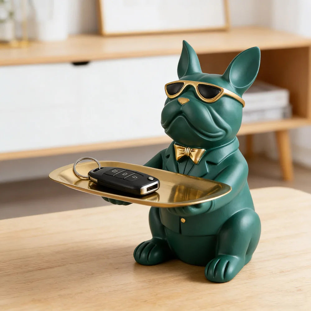 STATUE CHIEN AVEC PLATEAU