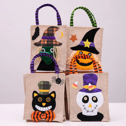 SAC A RAMASSAGE BONBONS EN LIN HALLOWEEN