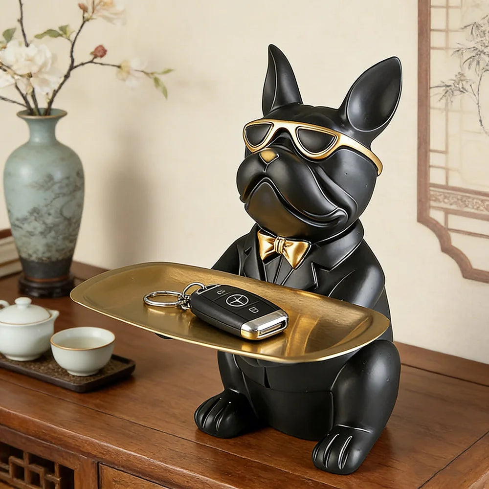 STATUE CHIEN AVEC PLATEAU