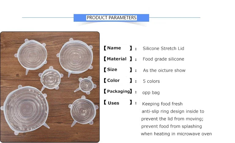 COUVERCLE EXTENSIBLE SILICONE (x6)