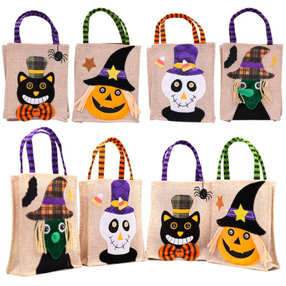 SAC A RAMASSAGE BONBONS EN LIN HALLOWEEN