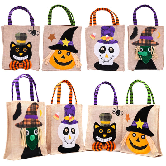 SAC A RAMASSAGE BONBONS EN LIN HALLOWEEN