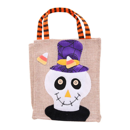 SAC A RAMASSAGE BONBONS EN LIN HALLOWEEN